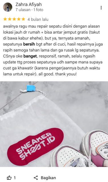 Testimoni Pelanggan Setia Sneakershoot Menggunakan Layanan Cuci Sepatu