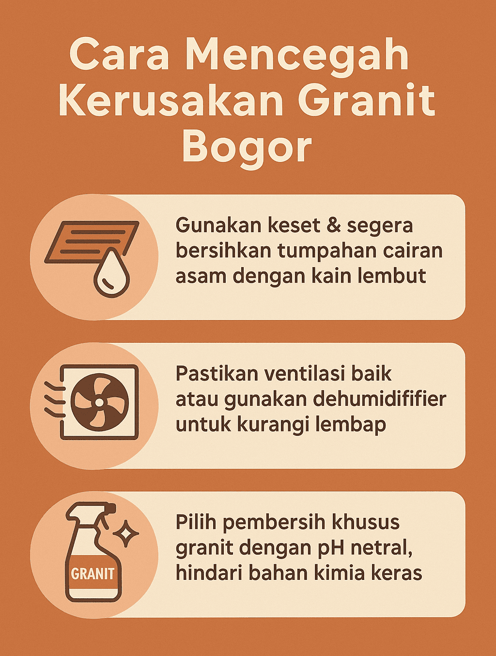 Infografik: Cara Mencegah Kerusakan Granit Bogor