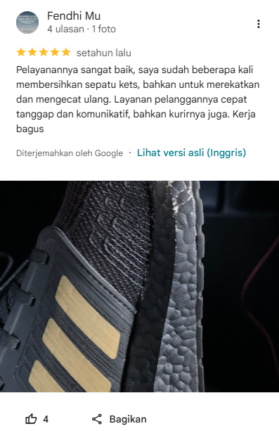 Rating Pelanggan Cuci Sepatu di Sneakershoot