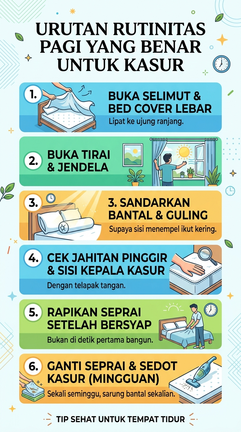 Infografik : Urutan Rutinitas Pagi yang Benar untuk Kasur