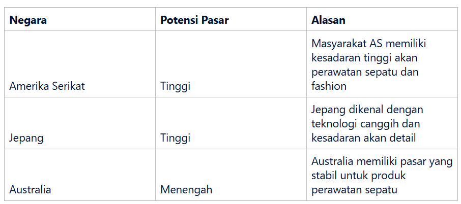 Negara-negara Target Potensial untuk Ekspor Shoe Cleaner