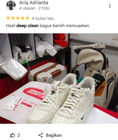 Rating Pelanggan Cuci Sepatu di Home Steril Puas