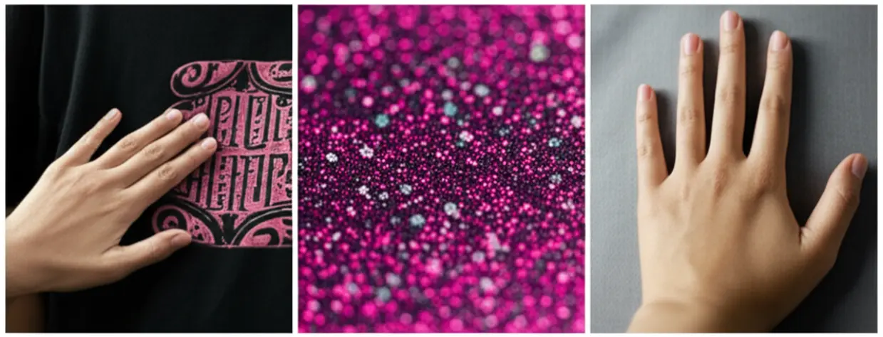 Sablon Kaos Tinta Efek Khusus: Timbul, Glitter, & Suede untuk Produk Premium Anda.