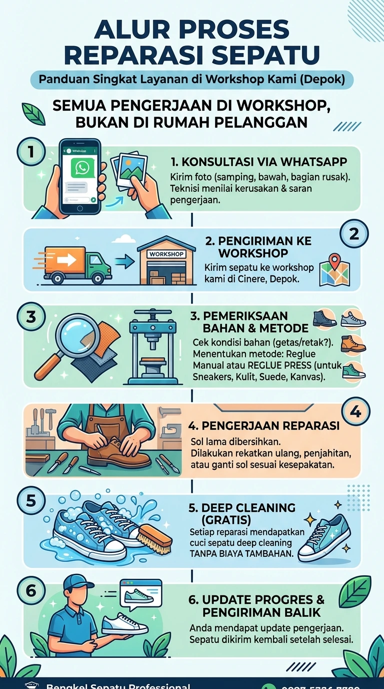 Infografik : Alur Proses Reparasi Sepatu 