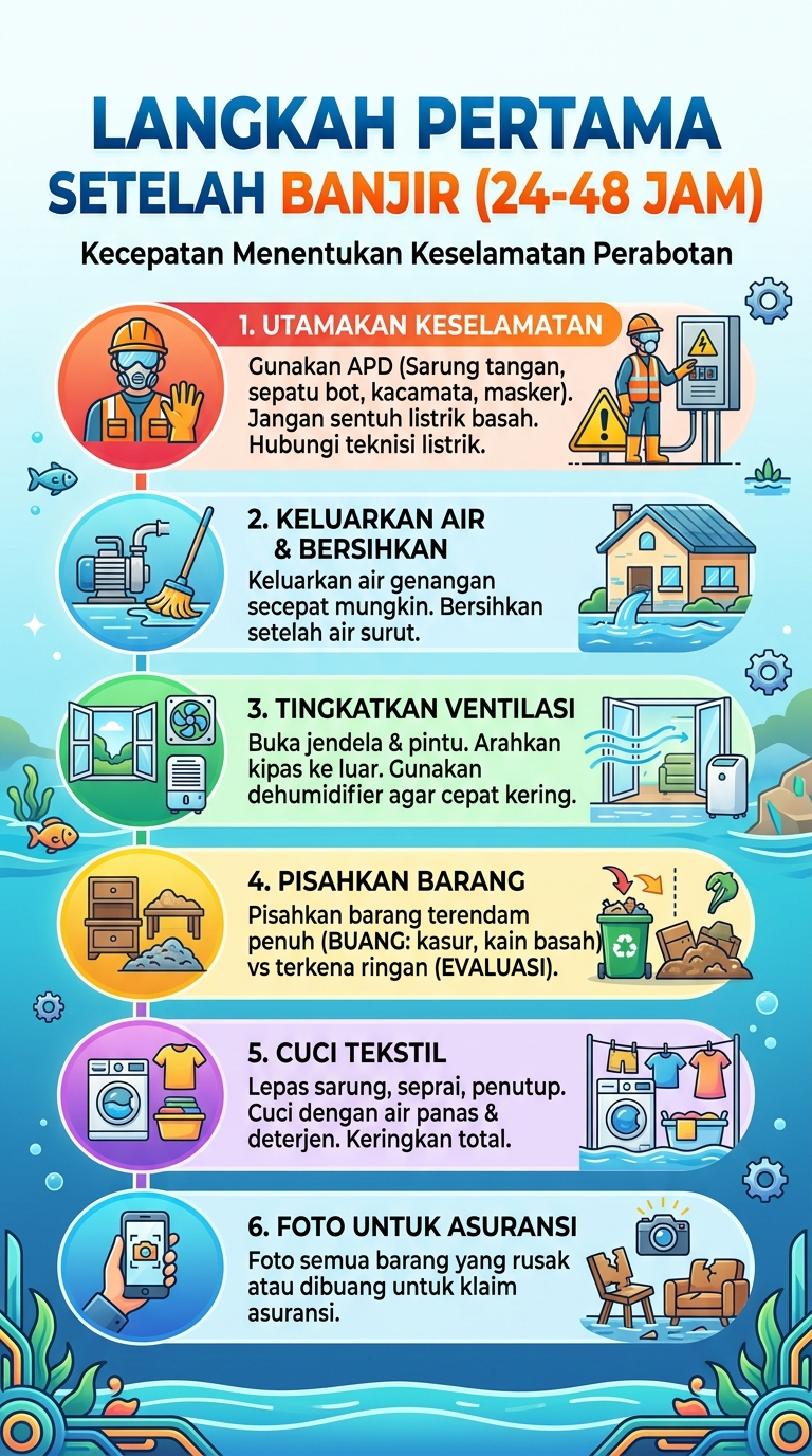 Infografik : langkah Pertama Setelah Banjir (24-48 jam)