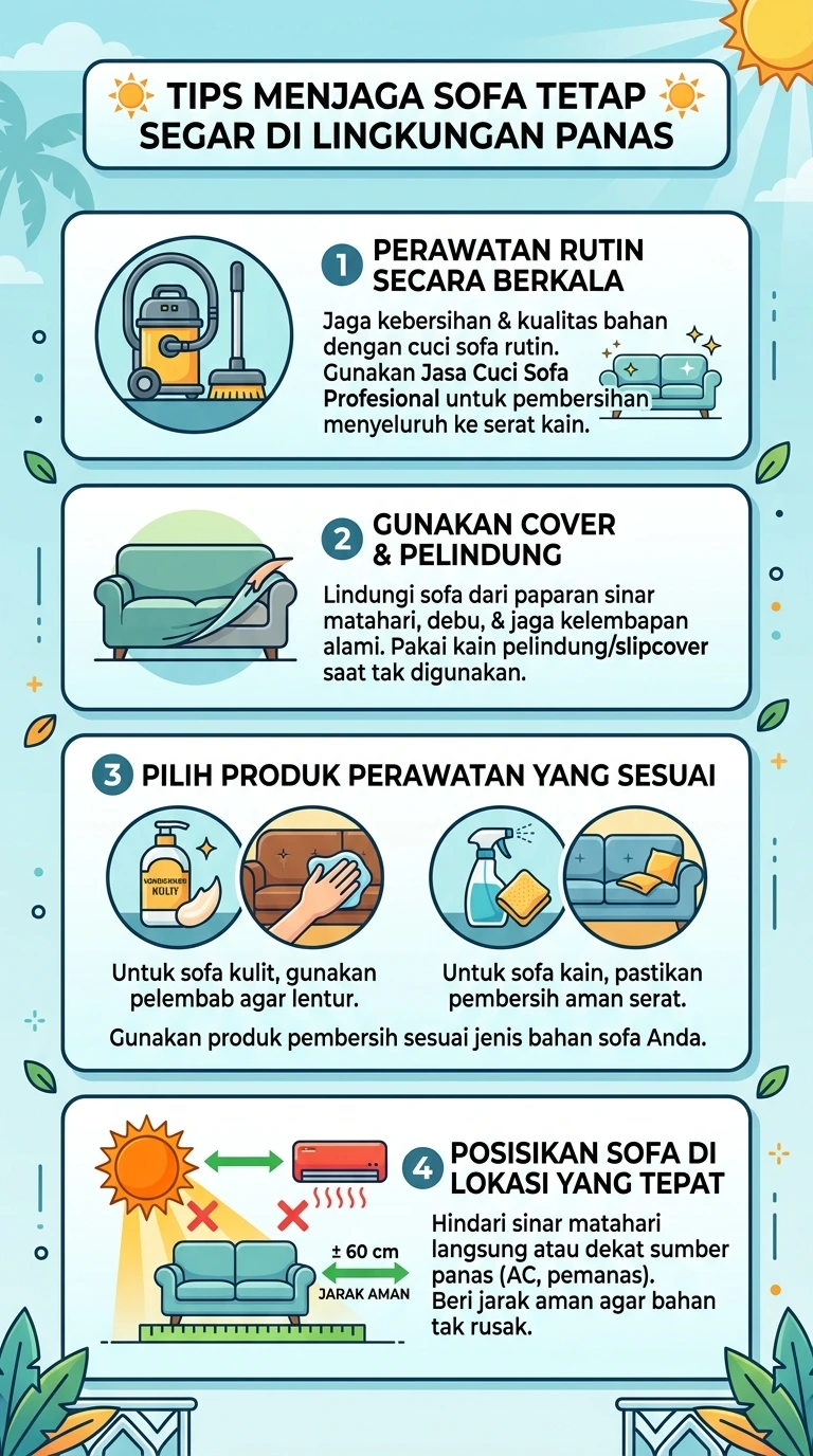 Infografik : Tips Menjaga Sofa Tetap Segar Di Lingkungan Panas