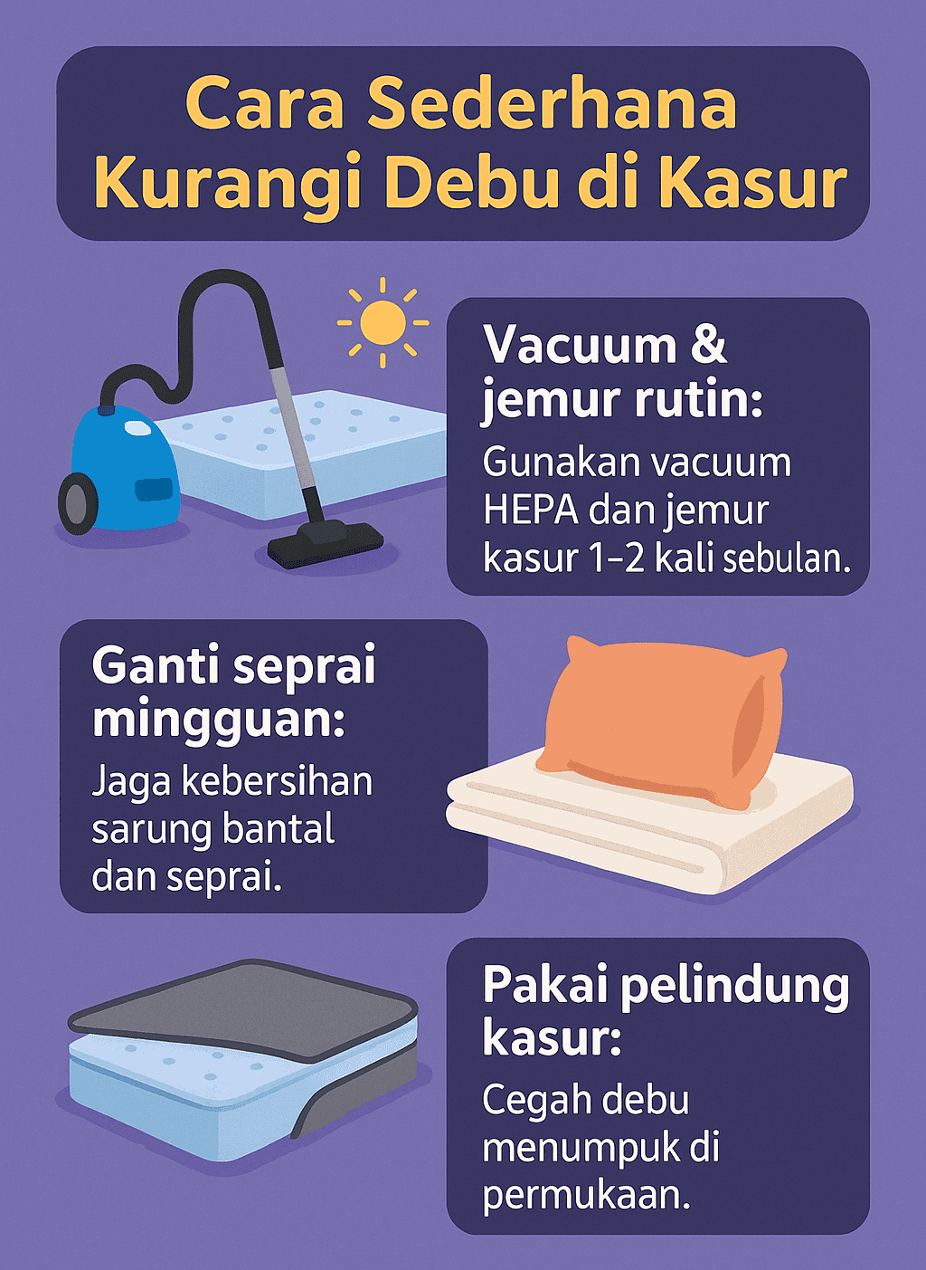 Infografik: Cara Sederhana Kurangi Debu di Kasur