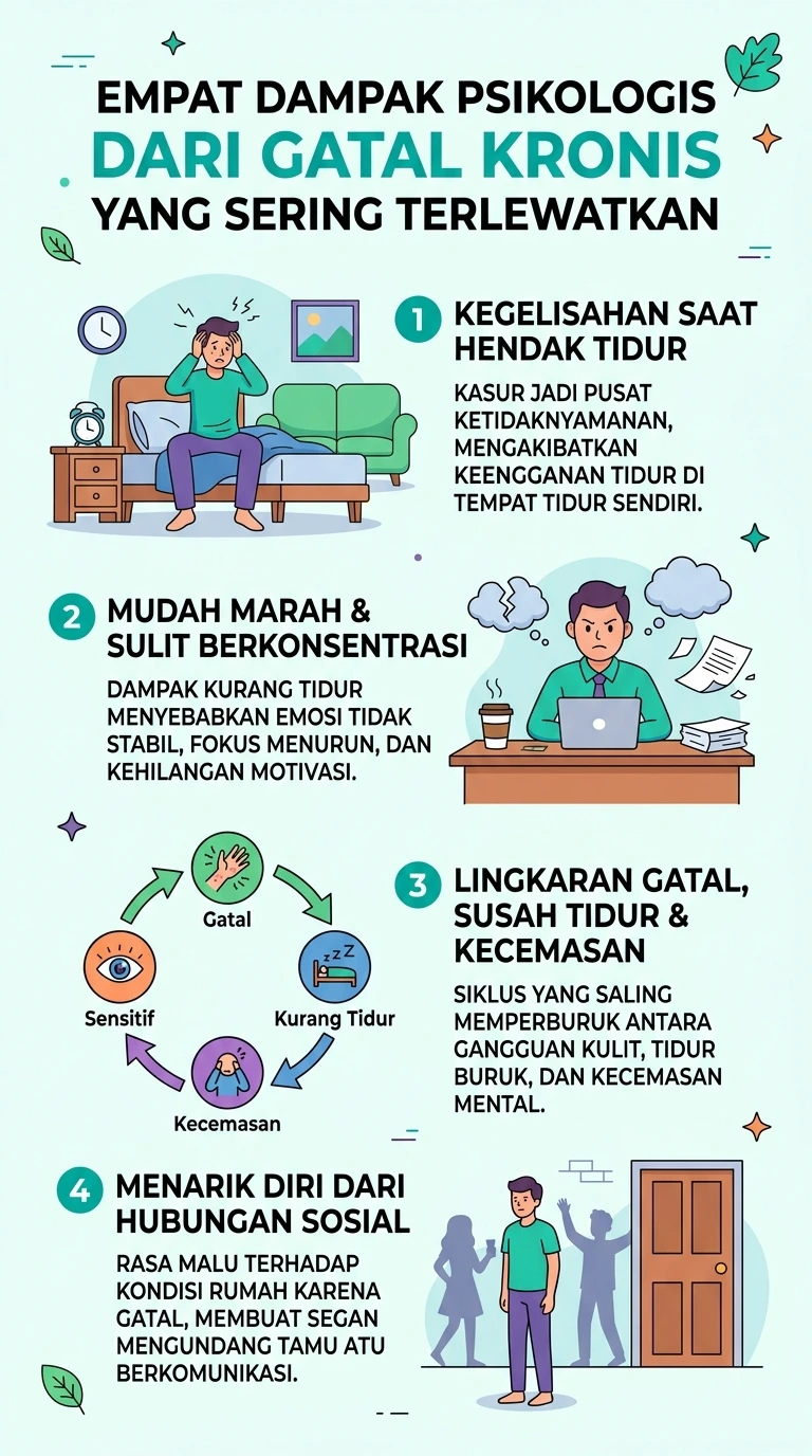 Infografik : Empat Dampak Psikologis Drai Gatal Kronis Yang Sering Terlewatkan
