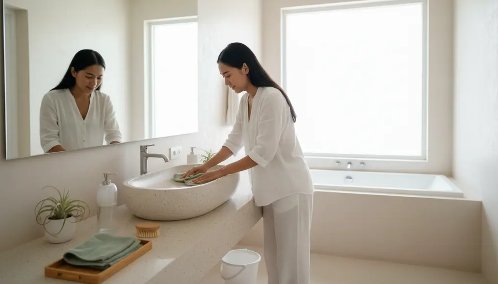 Mengembalikan Kilap Wastafel Batu Alam / Terrazzo yang Kusam