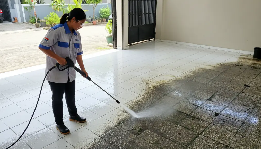 Pembersihan Lantai Luar Ruangan: Metode Ampuh Mengatasi Kerak Lumut dan Noda Oli