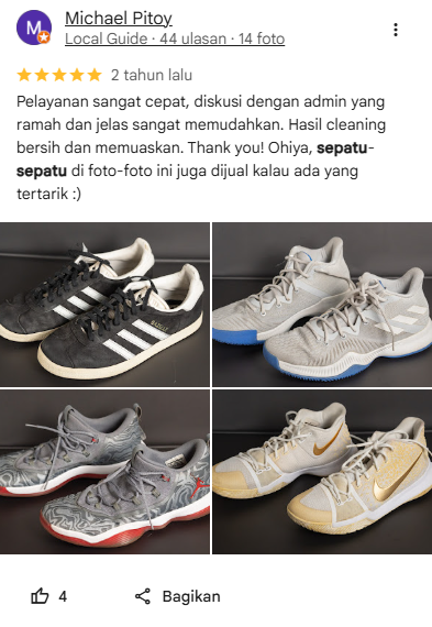 Rating Pelanggan Jasa Cuci Sepatu Sneakershoot