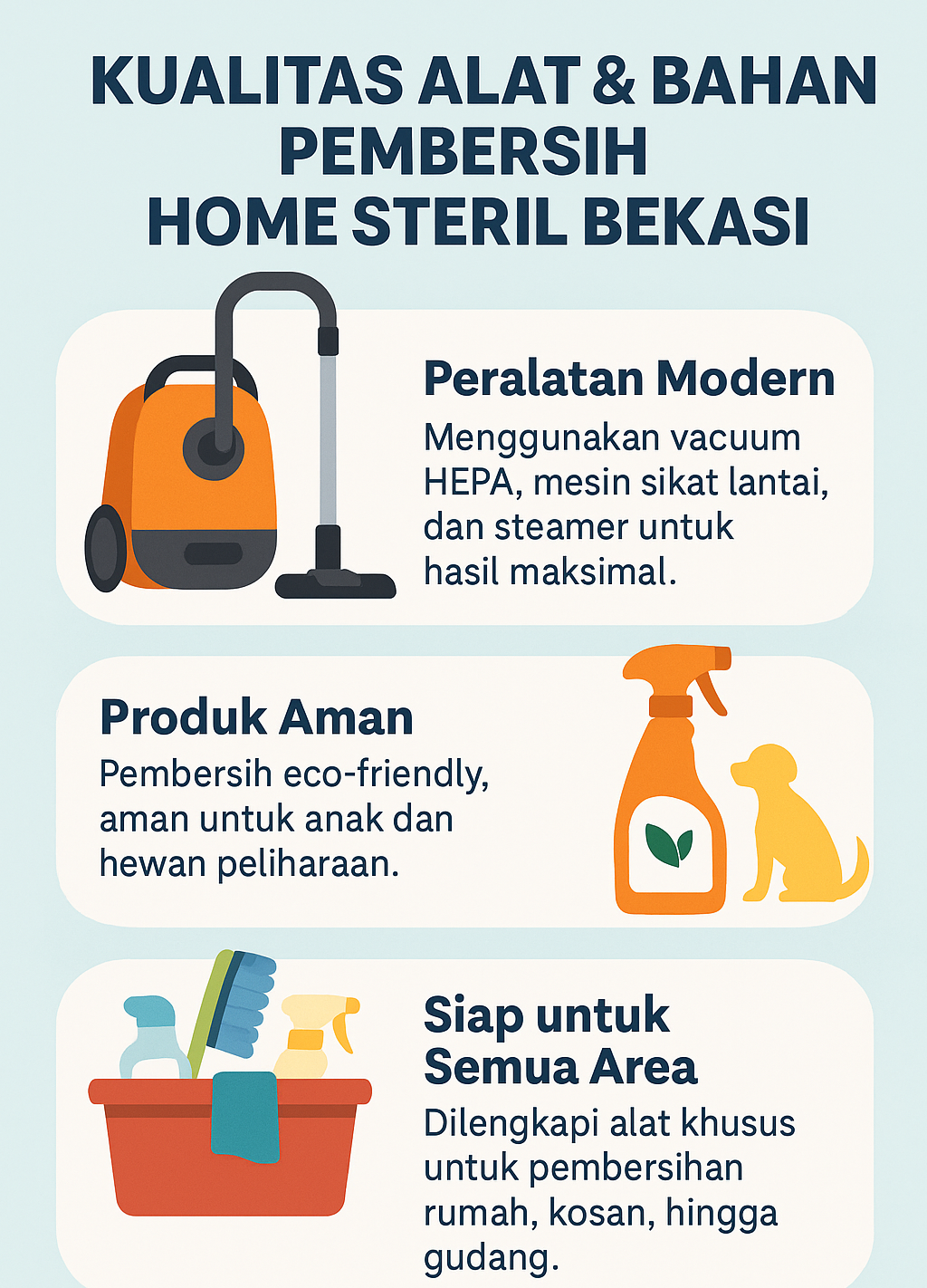 Infografik: Kualitas Alat dan Bahan Pembersih Home Steril Bekasi