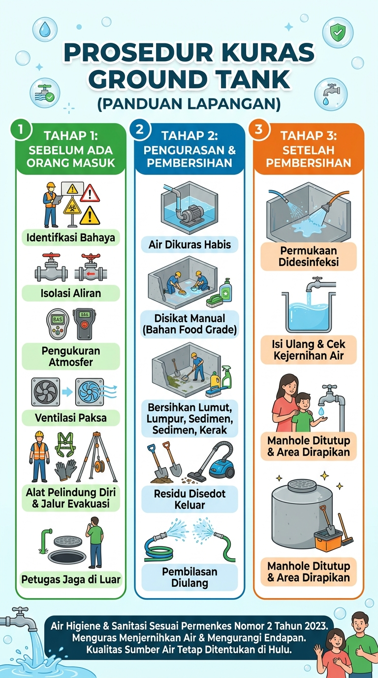 Infografik : Prosedur Kuras Ground Tank (Panduan Lapangan)