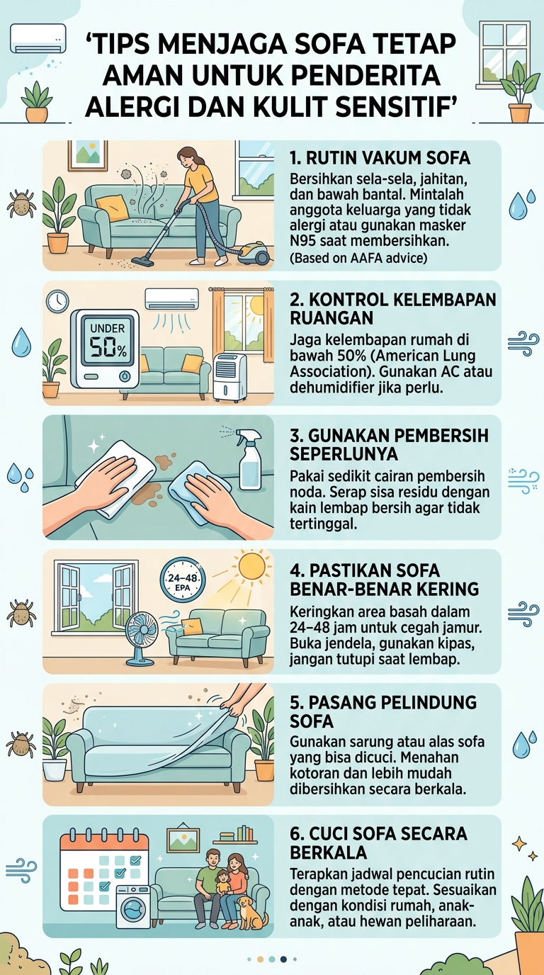 Infografik : Tips Menjaga Sofa Tetap Aman Untuk Penderita Alergi dan Kulit Sensitif