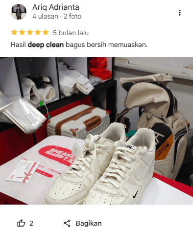 Rating dari Pelanggan Deep Cleaning Sepatu di Sneakershoot