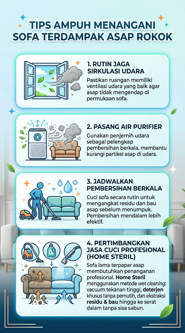 infografik : Tips Ampuh Menangani Sofa Terdampak Asap Roko