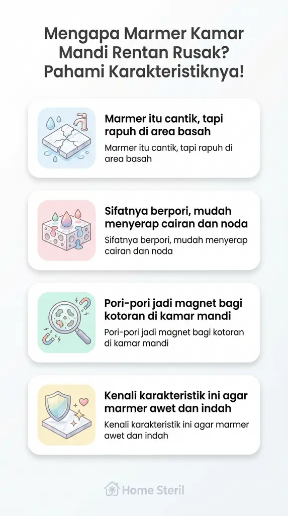 Mengapa Marmer Kamar Mandi Rentan Rusak? Pahami Karakteristiknya!