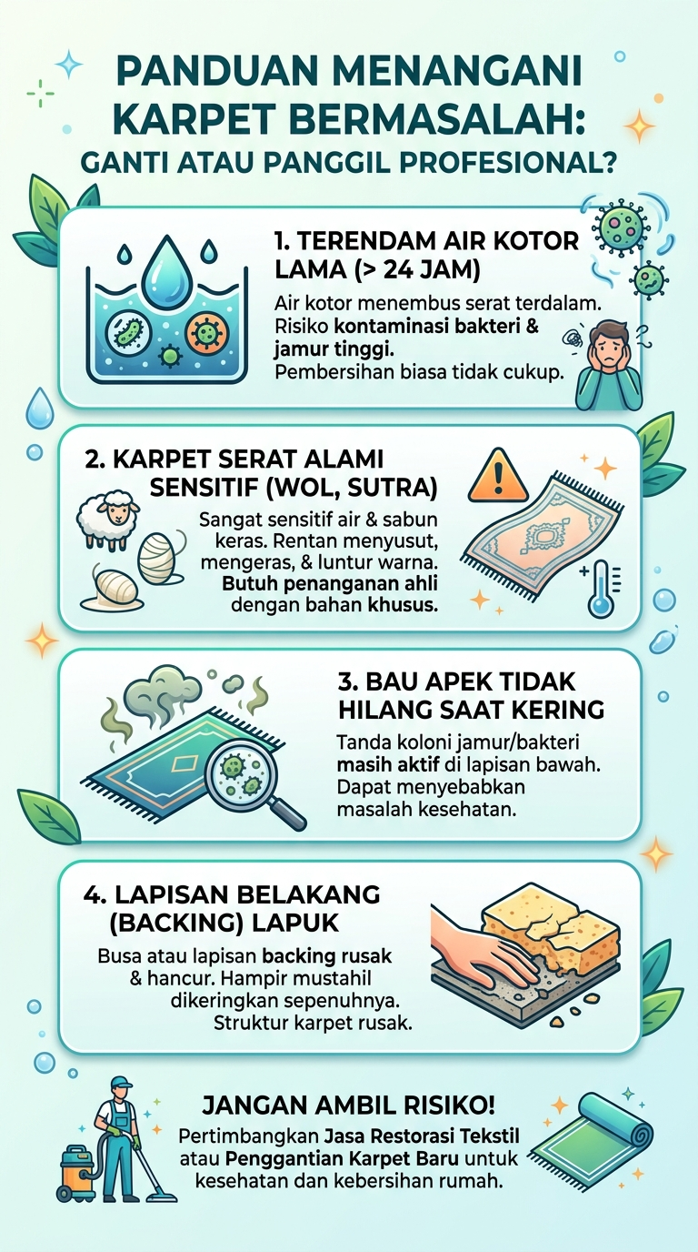 Infografik : Panduan Menangani Masalah Karpet : Ganti Atau Panggil Profesional?