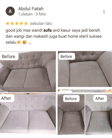 Rating Pelanggan Laundry Sofa di Home Steril