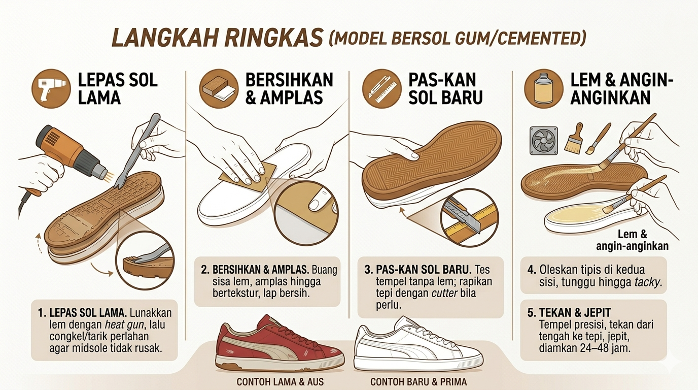 Infografik : Langkah Ringkas (Model Bersol Gum/Cemented)
