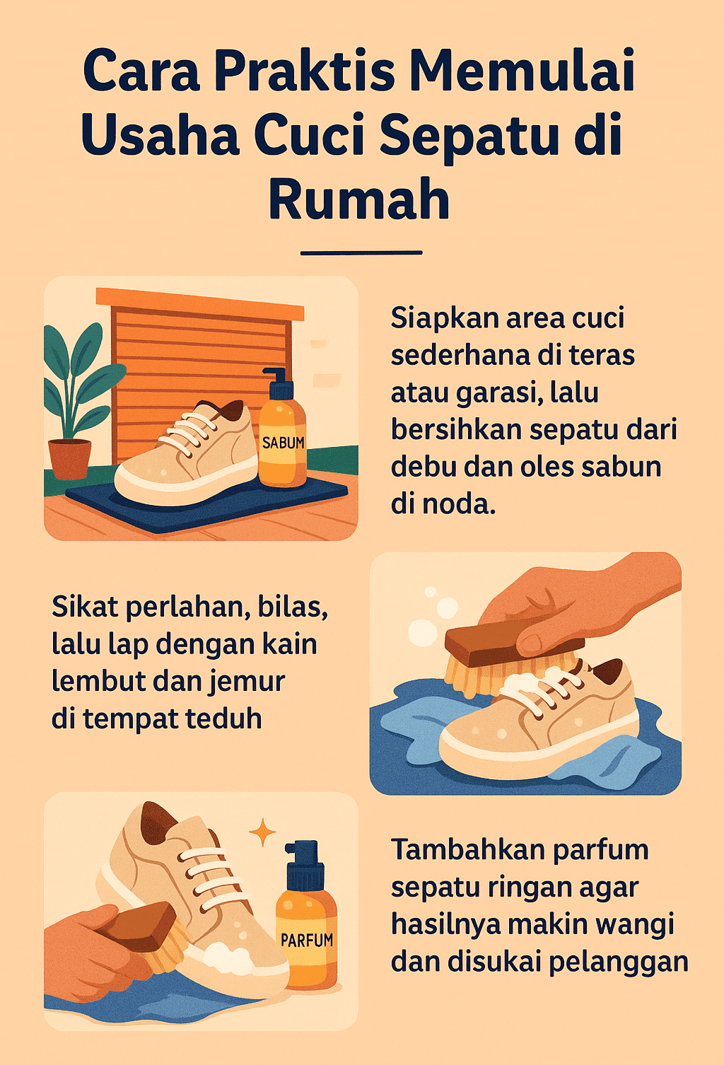 Infografik: Cara Praktis Memulai Usaha Cuci Sepatu di Rumah