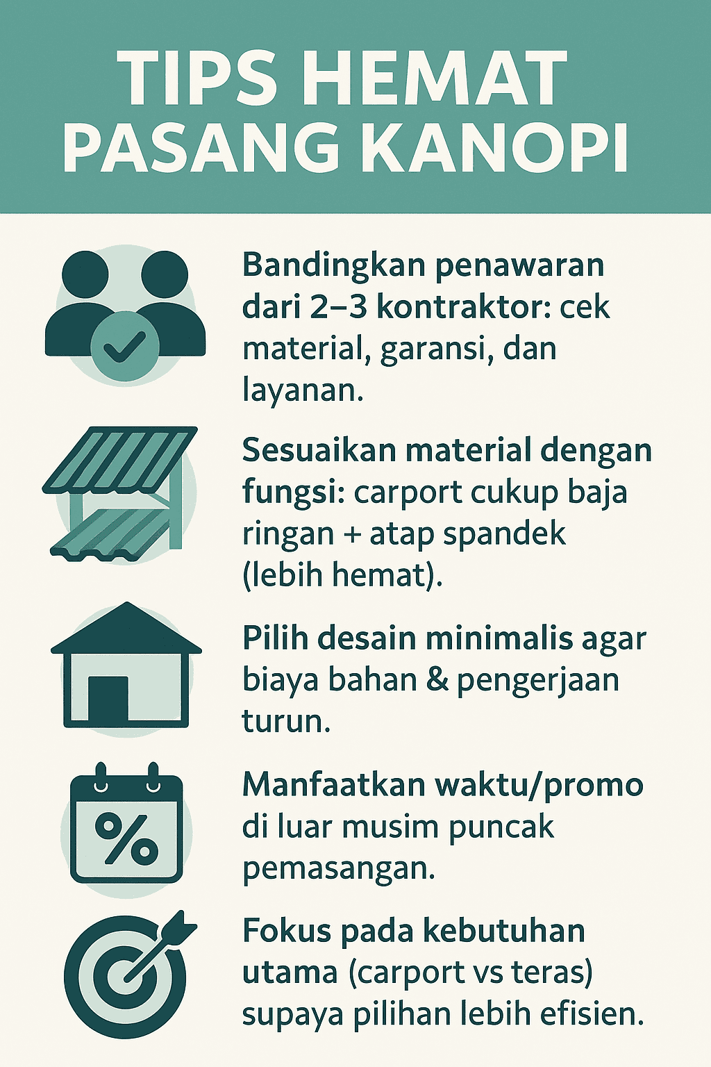 Infografik:Tips Hemat Pasang Kanopi