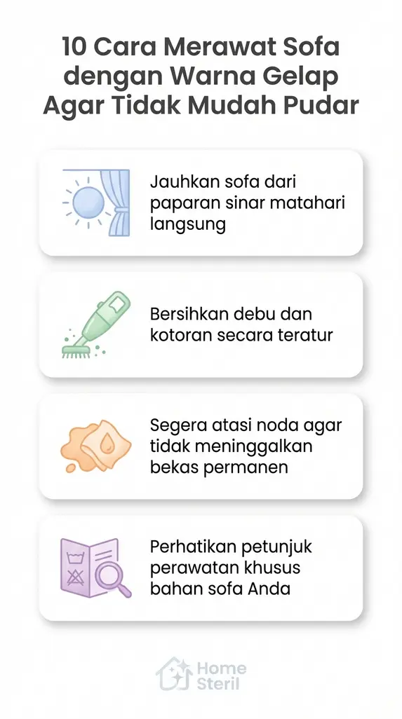 10 Cara Merawat Sofa dengan Warna Gelap Agar Tidak Mudah Pudar