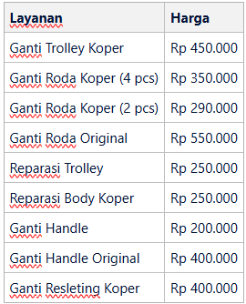 Biaya Umum untuk Koper Patah, Sobek, atau Roda Rusak