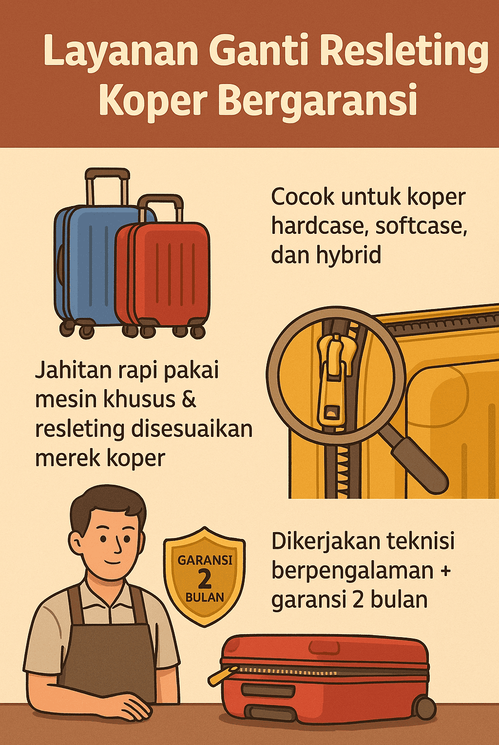 Infografik: Layanan Ganti Resleting Koper Bergaransi