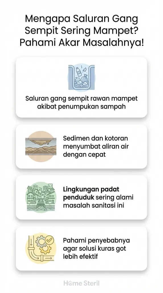 Mengapa Saluran Gang Sempit Sering Mampet? Pahami Akar Masalahnya!