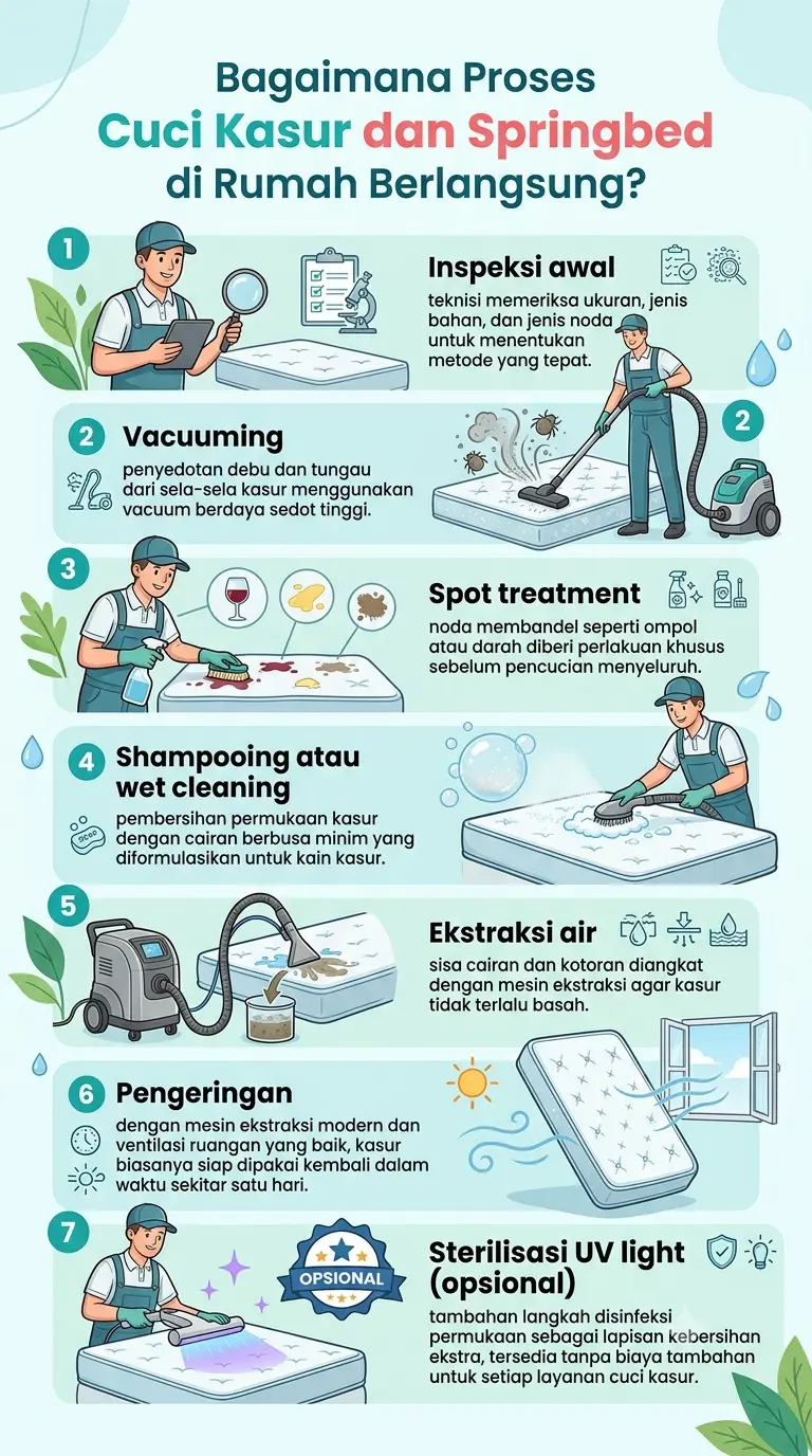 Infografik : Bagaimana Proses Cuci Kasur dan Springbed di Rumah Berlangsung?