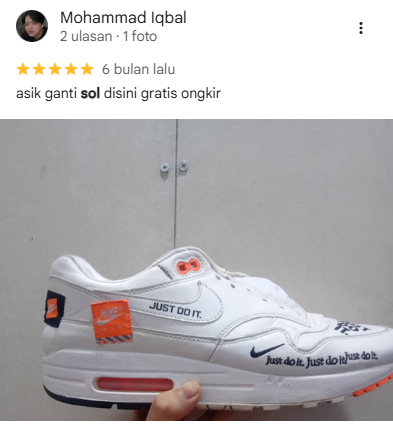 Rating Pelanggan untuk Jasa Reparasi Sepatu Sneakershoot