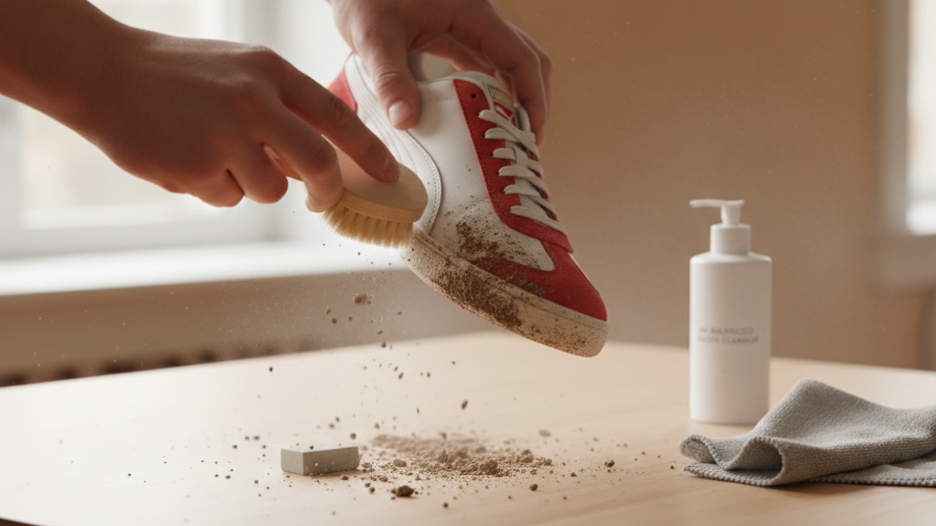 Membersihkan Noda Lumpur yang Mengeras