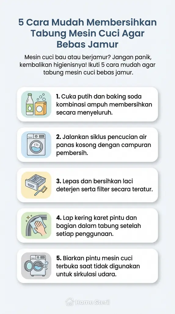 5 Cara Mudah Membersihkan Tabung Mesin Cuci Agar Bebas Jamur