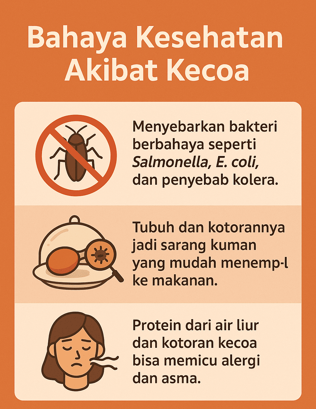 Infografik: Bahaya Penyakit dan Alergi Akibat Kecoa