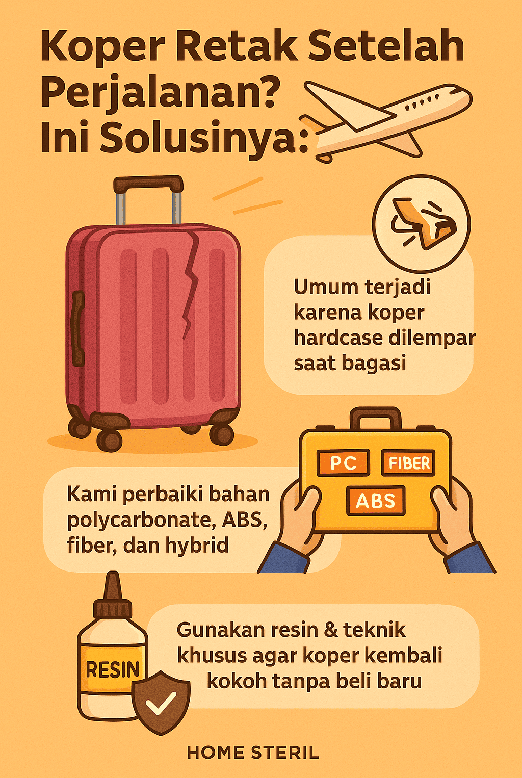 Infografik: Koper Retak Setelah Perjalanan? Ini Solusinya: