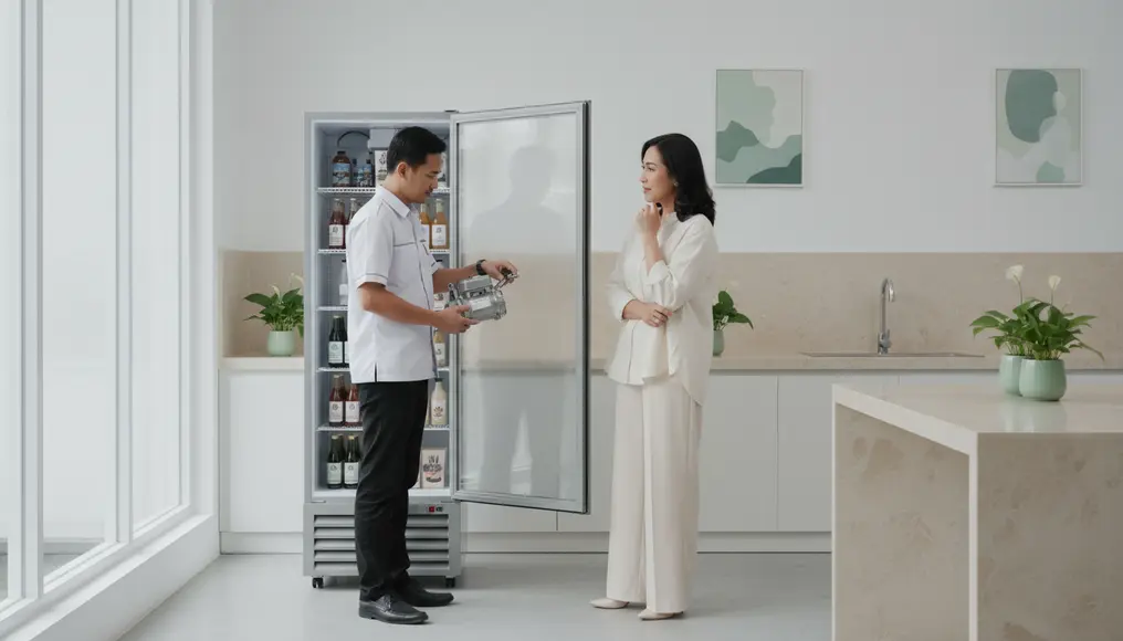 Spesialis Service Chiller Showcase GEA: Ganti Kompresor & Sparepart Asli