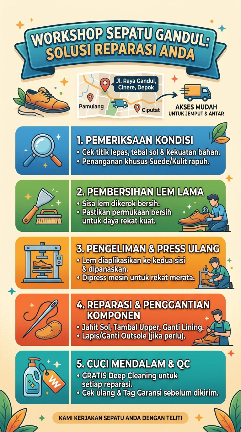 Infografik : Workshop Sepatu Gandul : Solusi Reparasi Anda