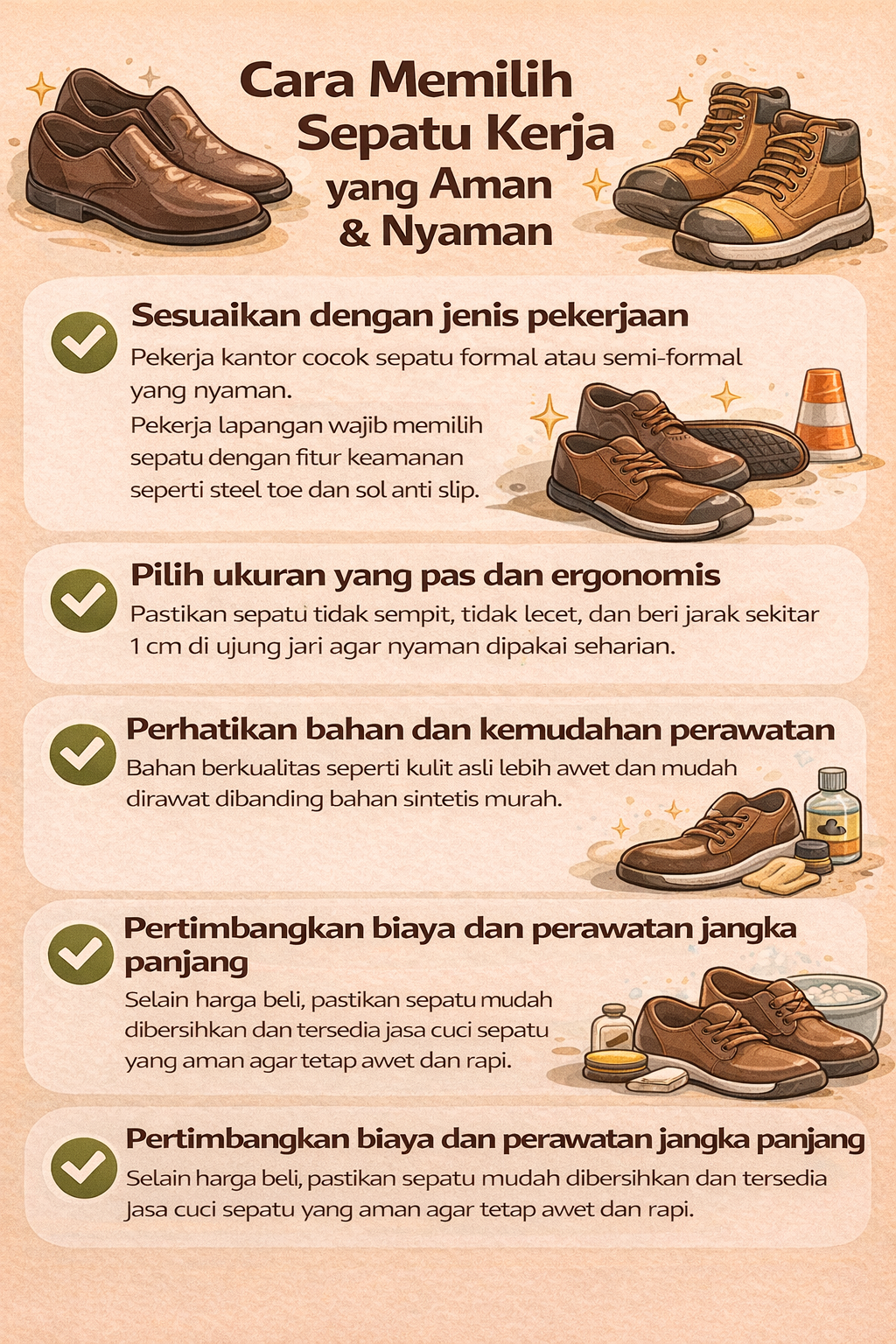 Cara Memilih Sepatu Kerja yang Aman & Nyaman