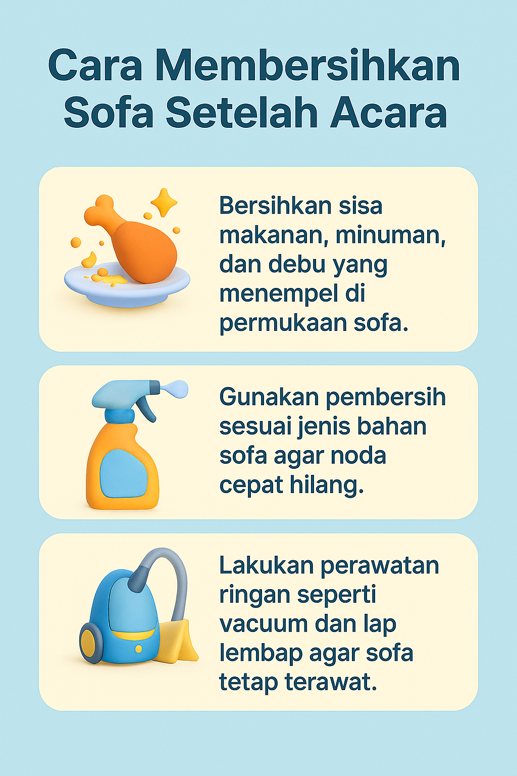 Infografik: Cara Membersihkan Sofa Setelah Acara