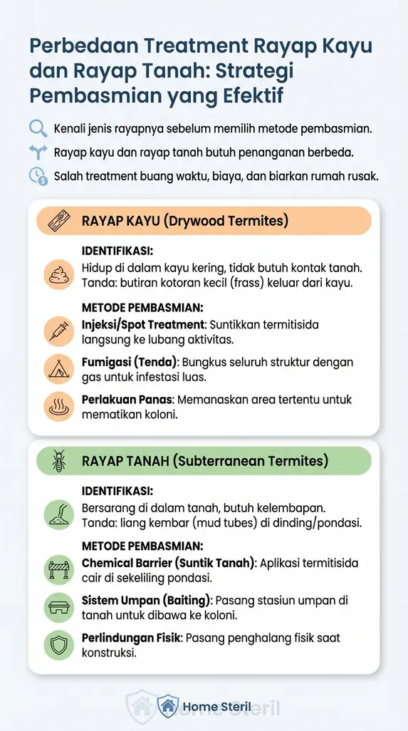 Perbedaan Treatment Rayap Kayu dan Rayap Tanah: Strategi Pembasmian yang Efektif