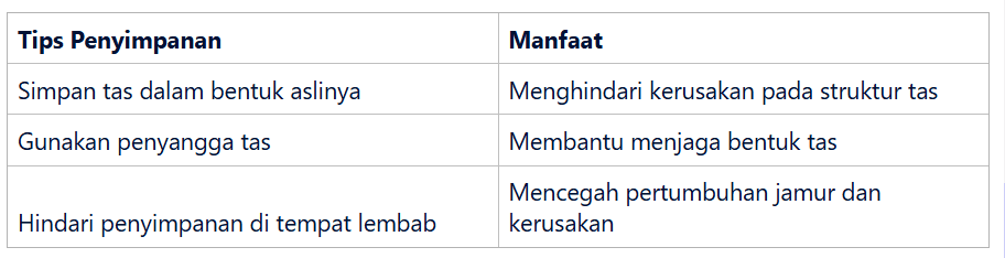 Penyimpanan yang Tepat untuk Memperpanjang Umur Tas