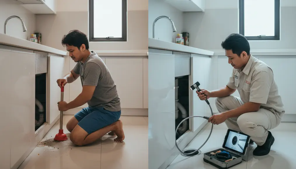 Perbedaan Pembersihan Pipa DIY vs. Profesional