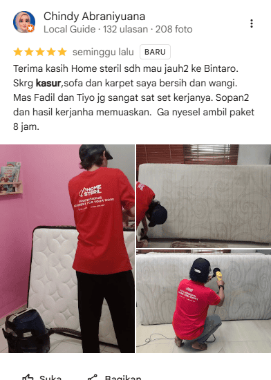 Rating dari Pelanggan Laundry Kasurnya di Home Steril