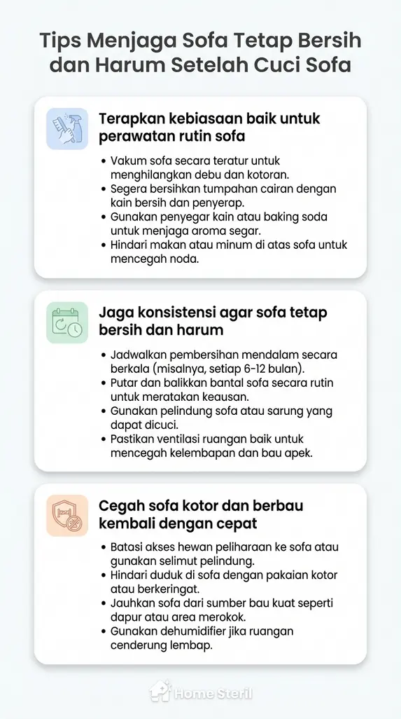 Tips Menjaga Sofa Tetap Bersih dan Harum Setelah Cuci Sofa
