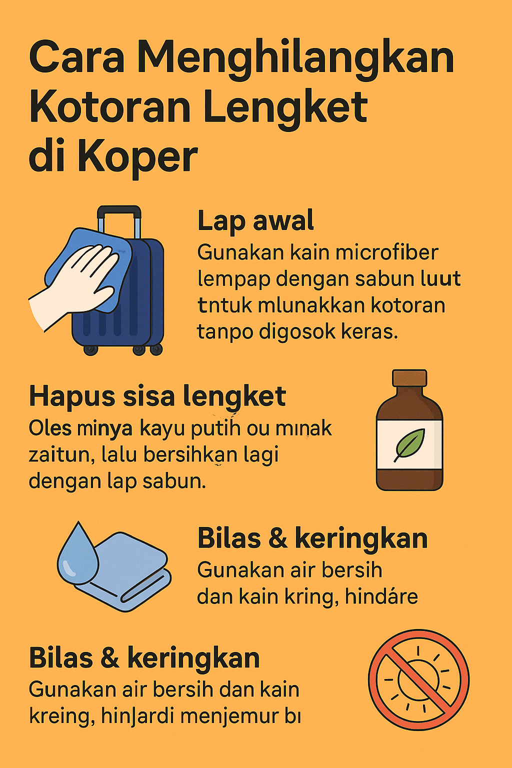 Cara Menghilangkan Kotoran Lengket di Koper