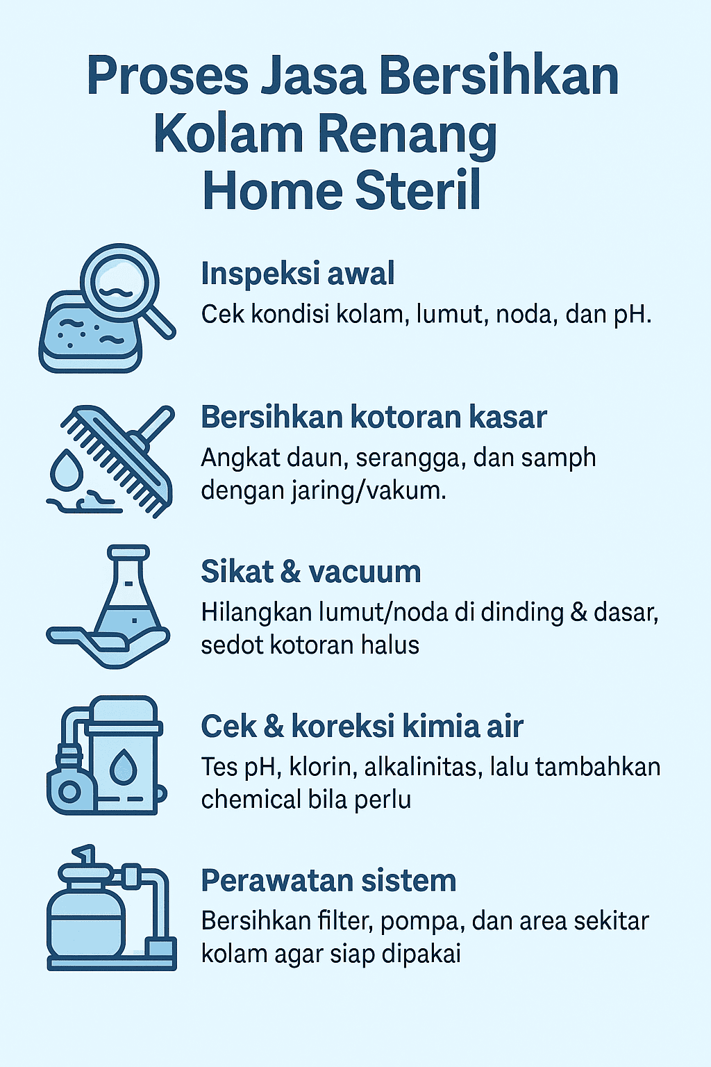 Proses Jasa Bersihkan Kolam Renang Home Steril