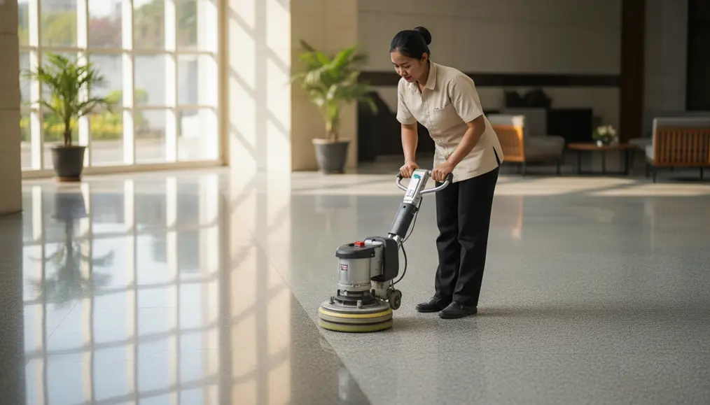 Teknik Poles Tipis untuk Mengembalikan Kilau Lantai Granit