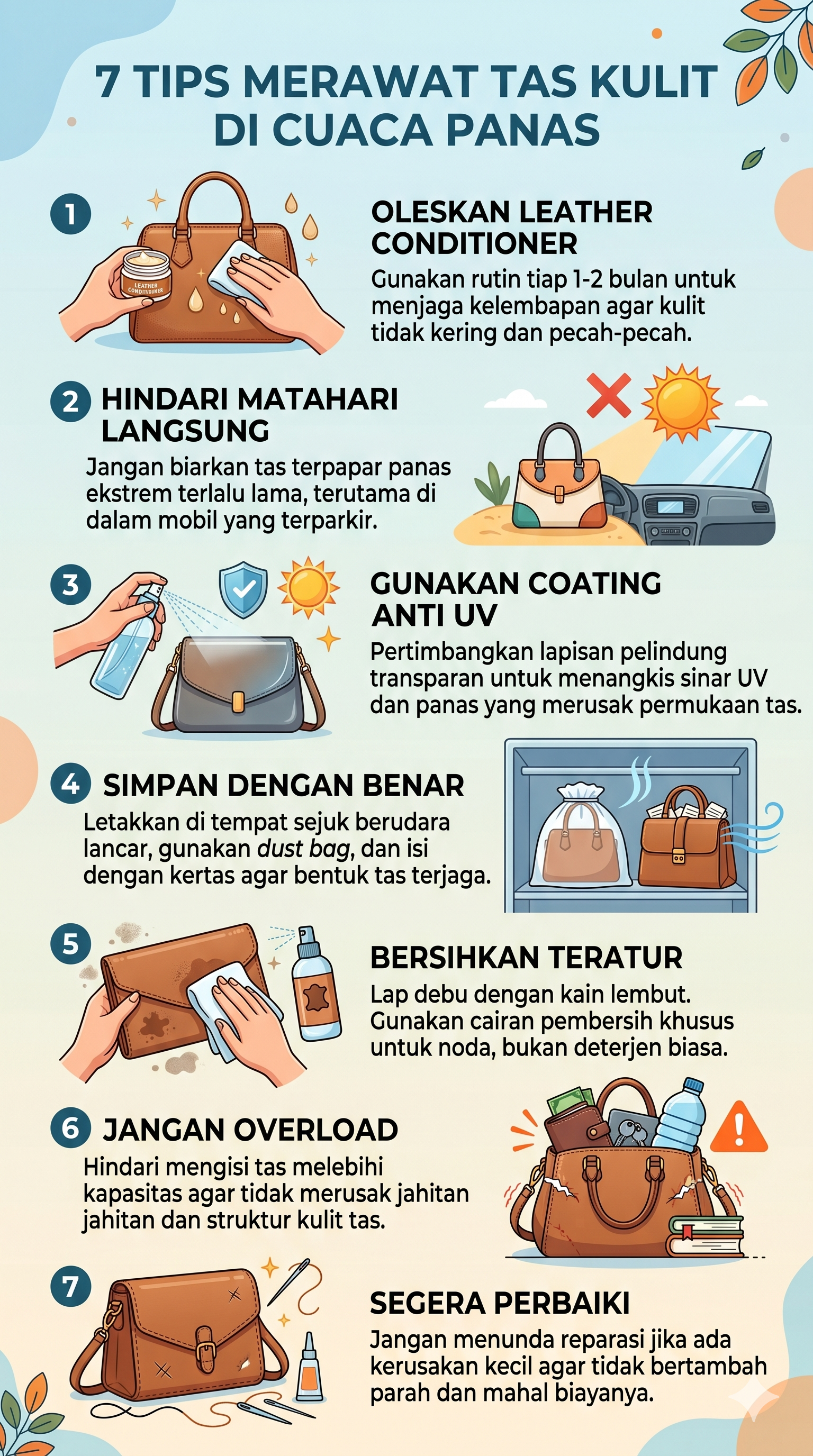 7 tips merawat tas kulit di cuaca panas