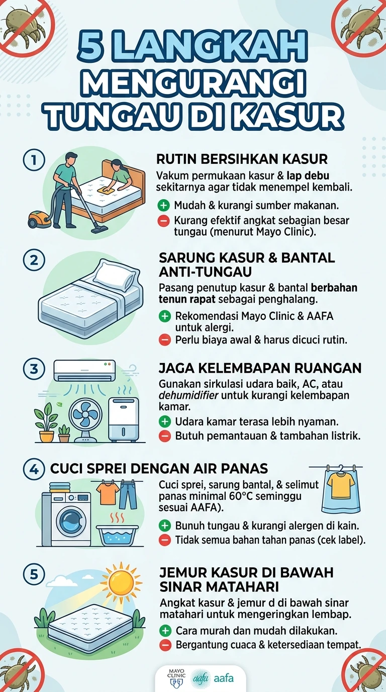 Infografik : 5 Langkah Mengurangi Tungau Di Kasur